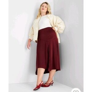 Elegant Burgundy Midi Skirt